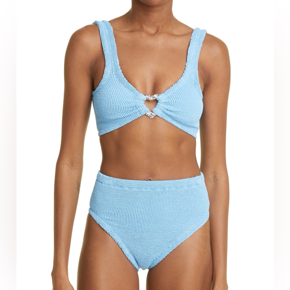 Hunza G Jessica Heart Space Navy Blue Crinkle Bikini